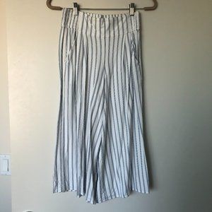 White and Blue Flowy Pants